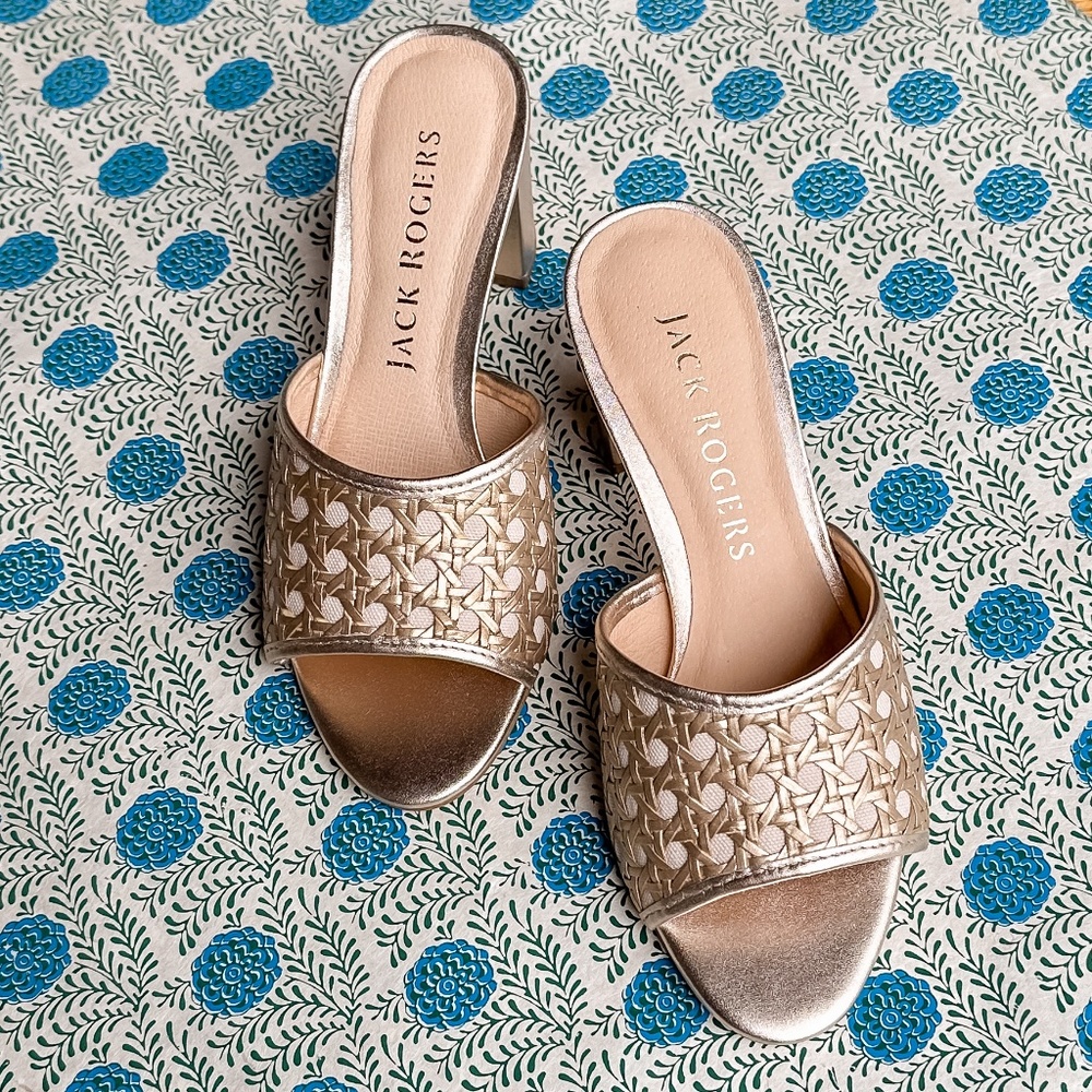 BNWB Jack Rogers Caning Heel Slide in Metallic